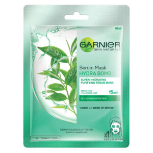 Garnier Skin Naturals Hydro Bomb Green Tea Face Serum Sheet Mask,1piece