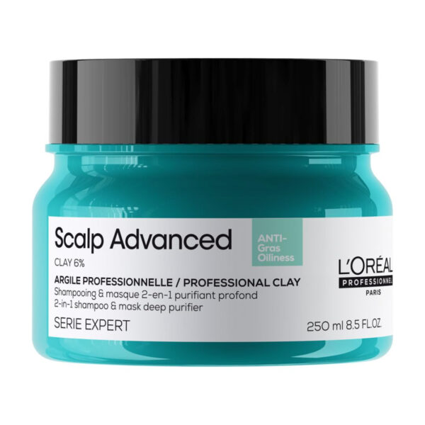 LâOreal Professionnel Scalp Advanced Anti-Oiliness 2-In-1 Deep Purifier Clay, 250gm