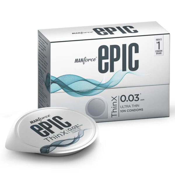 Manforce Epic Thinx Condoms (Ultra Thin with 0.03 mm Thickness), 10counts