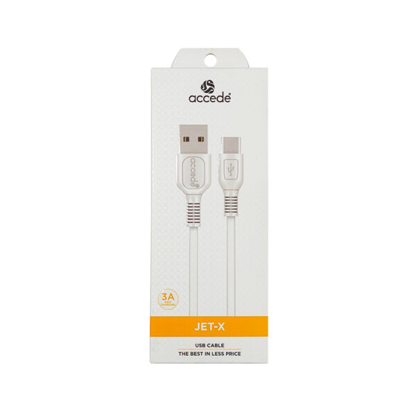 Accede Jet X Type C USB Data Cable (White), 1pc