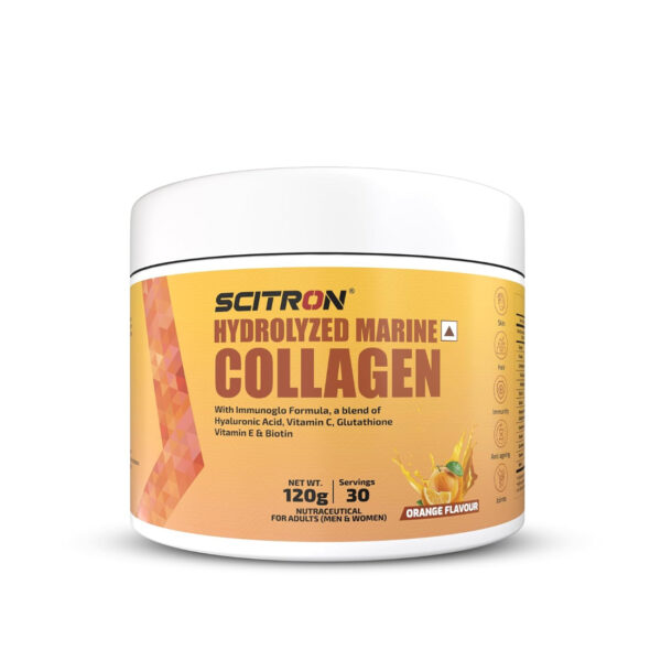 Scitron Hydrolyzed Marine Collagen Peptides Orange Flavor, 120gm