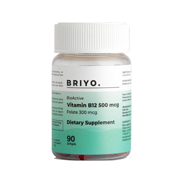 Briyo Vitamin B12 + Folate, 90softgels